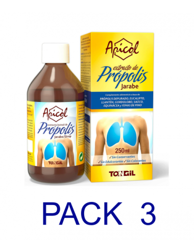 Pack 3 Tongil Apicol Jarabe Extracto De Propolis 250 Ml