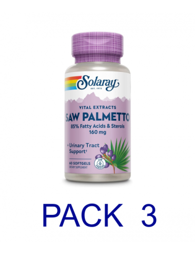 Pack 3 Solaray Saw Palmetto 60 perlas 160 mg