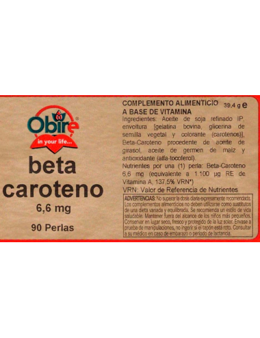 Obire Beta-caroteno 6,6 mg....